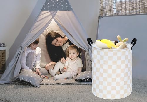 MAIZMZ Girls Laundry Basket Foldable Home Storage Basket Kids Hamper,Toy Box Canvas Organizer Bins for Home/Dorm/Kitchen/Pet/Office/Closet/Shelf/Gift Baskets - color: Beige