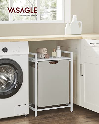 VASAGLE Laundry Hamper, Laundry Basket, Laundry Sorter with A Pull-Out and Removable Bag, Shelf, Metal Frame, 17.2 Gallons (65 L), 19.7 x 13 x 28.4 Inches, Cream White and Cloud White UBLH101W01 - color: Cream White + Cloud White, size: 1 Bags - 65 L