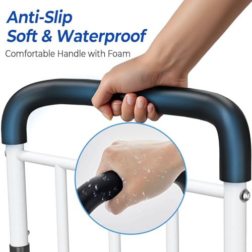 Bed Rails for Elderly Adults Safety - ASTM Approved Adjustable Bed Cane with Non-Slip Ergonomic Handle & Storage Pocket, Bed Railings for Seniors Support 400 LBS, Tool-Free - size: Large