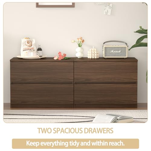 2 Drawer Dresser Chest, Small Low Dressers for Closet, Bedroom Wood Short Nightstands, Bedside Table Storage Cabinet for Home Office, Livingroom, Hallway, Kitchen, Classic Oak - color: Classic Oak, size: 13.4"D x 23.6"W x 18"H (2 Drawers)