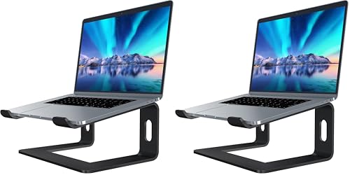 SOUNDANCE Laptop Stand, Aluminum Computer Riser, Ergonomic Laptops Elevator for Desk, Metal Holder Compatible with 10 to 15.6 Inches Notebook Computer, Black (Pack of 2) - color: B-Black, size: For 10 to 15.6 Inches Laptop (Pack of 2)