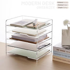 SANRUI Acrylic Desk File Organizer 5 Tier Letter Tray Paper Organizer with Handle for Office, Home, Classroom Clear Desk Organizer Document Holder - style: Enlarged File Tray 5 Tier