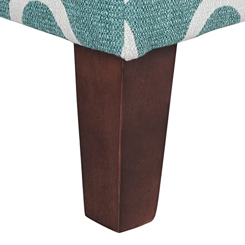 HomePop Large Upholstered Rectangular Storage Ottoman Bench with Hinged Lid, Teal Blue Geometric - color: Teal Blue Geometric