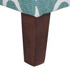 HomePop Large Upholstered Rectangular Storage Ottoman Bench with Hinged Lid, Teal Blue Geometric - color: Teal Blue Geometric