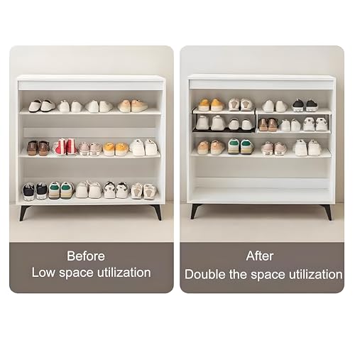 Hanging Shoe Organizer for Closet, Expandable Rack Organizer Under Cabinet Shelf - for Kitchen, Book or Clothing Storage and Organization. (White-1Pcs) - color: White