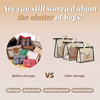 5 PCS Hanging Handbag Storage Organizer Non-Woven Transparent Dust-proof Homewares Purse Wallet Closet Storage Bag with Zipper and Handle (M) - size: M