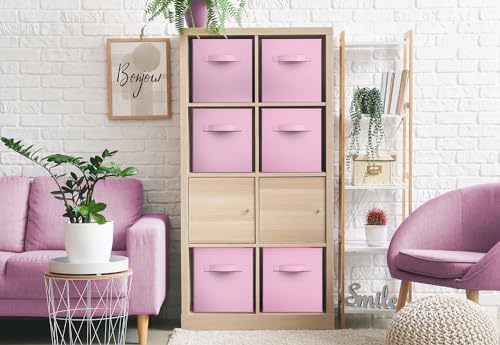 Sorbus Storage Cubes - 11 Inch Foldable Fabric Baskets for Organizing Pantry, Closet, Shelf, Toy Box, Cubby - 6 Collapsible Cloth Cube Storage Bins for Home, Nursery, Playroom, Bedroom (Pastel Pink) - color: Pastel Pink, size: 11 Inch