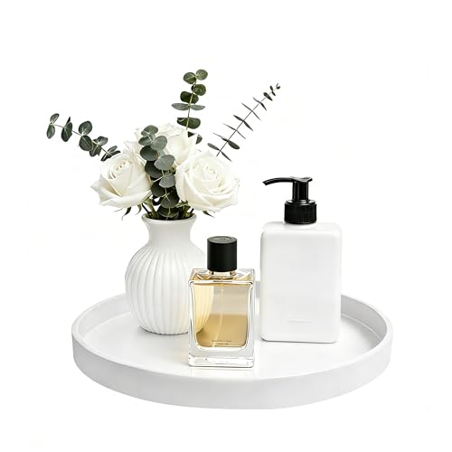 2 Pack 9" Bathroom and Vanity Tray, ABS Bathroom Counter Organizer, Coffee Table Decor for Perfume, Candles, Keys &More. Kitchen Countertop Organizer, Decorative Tray Soap Holder, White - color: White, size: 9" - 2Pcs