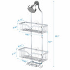 Kadolina Shower Caddy Hanging, Bathroom Shower Rack, Bathroom Organizer with Soap Dish, Over The Showerhead Caddy with Hooks for Razor/Sponge, Bright Silver (Assembly Required) - color: Bright Silver
