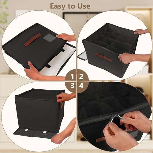 Vincona Shoe Organizer for Closet,2 Pack Shoe Storage Bins Foldable Shoe Storage Box Containers with Clear Cover and Sturdy Handles,Shoe Rack for Closet Storage for Sneakers Heels Slippers (Black) - color: Black, size: Large