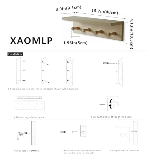 Entrance Coat Rack ，Coat Hooks, Wall-Mounted Wooden Hook Rack, Wall-Mounted Shelves(Birch Color Finish—A-1) - style: Birch color finish—A-1