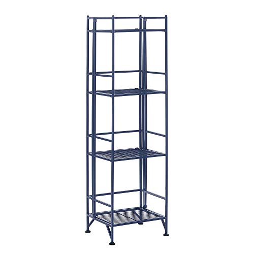 Convenience Concepts Xtra Storage 4-Tier Folding Metal Shelf, Cobalt Blue - color: Cobalt Blue