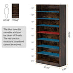 Tribesigns Tall Shoe Cabinet, 9 Tiers 40-45 Pairs Heavy Duty Wood Freestanding Shoe Storage Cabinet, 70.8'' Tall Shoe Cabinet with Open Storage for Entryway (1, Rustic Brown) - color: Rustic Brown