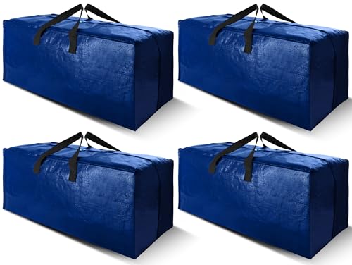 Cosy Family 4 Pack Heavy Duty Extra Large Moving Bags with Backpack Straps - Strong Handles & Zippers, Storage Totes For Space Saving, Fold Flat, Alternative to Moving Box (X-Large-Set of 4, Blue) - color: Blue, size: 24 gal-Pack of 4
