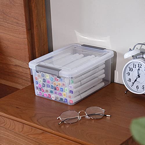 Anywish Small Storage Bins with Lids 3.2 QT Plastic Storage Containers for Organizing Stackable Clear Storage Boxes,Clear White(6 Packs)