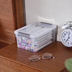 Anywish Small Storage Bins with Lids 3.2 QT Plastic Storage Containers for Organizing Stackable Clear Storage Boxes,Clear White(6 Packs)