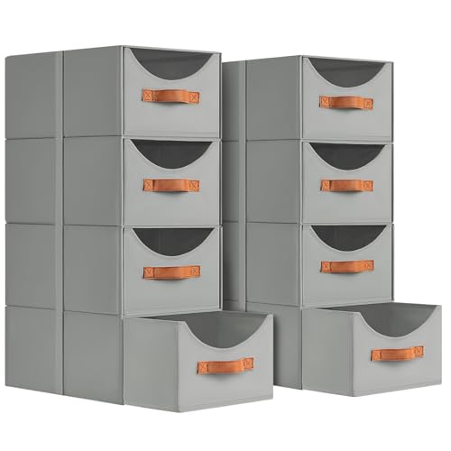 Homsorout Stackable Storage Drawers - Collapsible Storage Bins with Drawers, 8 Pack Closet Shelf Organizer Basket, Fabric Pull Out Organizer for Bedroom, Living Room, Dorm, Grey - color: Gray, size: 13 Inch. - 8 Pack
