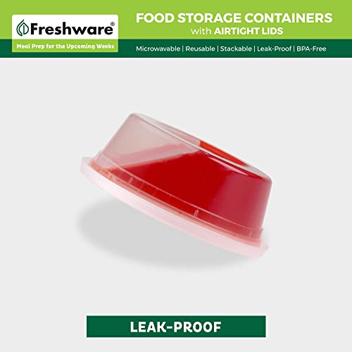 Freshware Food Storage Containers [50 Set] 8 oz Plastic Deli Containers with Lids, Slime, Soup, Meal Prep Containers, BPA Free, Stackable, Leakproof, Microwave, Dishwasher and Freezer Safe - size: 8 oz, 50-Pack