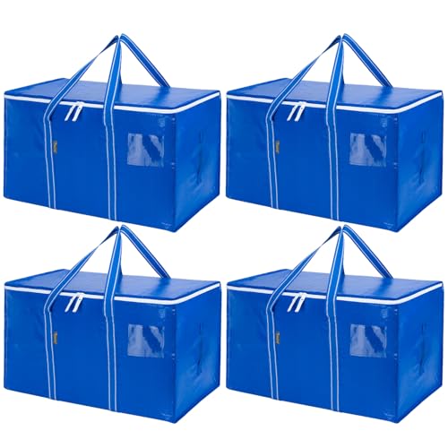 BALEINE 4-Pack Oversized Moving Bags with Reinforced Handles, Heavy-Duty Storage Tote for Clothes, Moving Supplies (Royal Blue, 4-Pack) - color: Royal Blue, size: 4-Pack