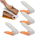 Shoe Slot Organizer 4Pcs Adjustable Shoe Stacker 4 Level PP Shoe Space Saver Dual Layer Shoe Organizers for Closet, Orange, Shoe Slots