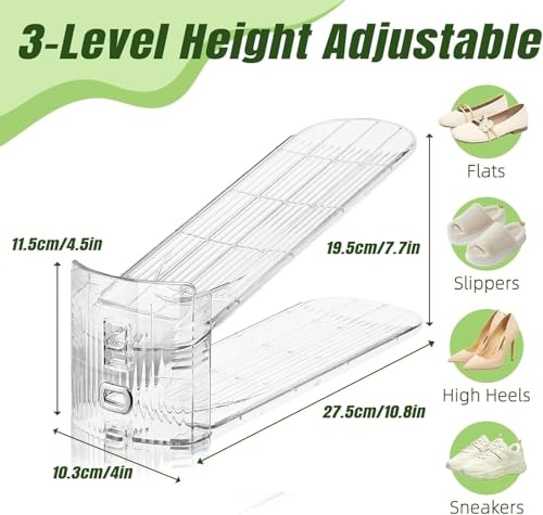 24 Pack Shoe Slots Organizer for Closet, Adjustable Shoe Stackers for a Pair of Shoes Rack Storage Shoe Space Saver 50% Shelf Display Holder for Closet - color: Transparent, size: 24 PACK