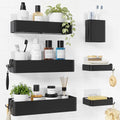 Kitsure Shower Caddy Adhesive - 6-Pack, No-Drilling Shower Shelves with Soap Holder, Toothbrush Holde, 6 Hooks, Rustproof & Stylish Bathroom Organizers and Storage Solution, Black, Large - color: Black