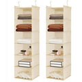 MAX Houser 6 Tier Shelf Hanging Closet Organizer, Closet Hanging Shelf with 2 Sturdy Hooks for Storage,2 Pack, Foldable (Yellow) - color: Beige-2
