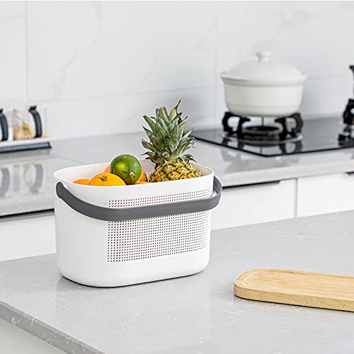UUJOLY Plastic Storage Baskets with Handles, Shower Caddy Shelf Organizers Basket for Bathroom, Kitchen, Dorm Room, Grey - color: Grey, size: 1 Pack