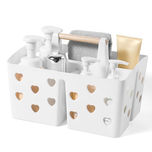 Anyoifax Portable Shower Caddy Plastic Basket Organizer Divided Bathroom Storage Tote With Handle for College, Dorm Room, Kitchen, White - color: White
