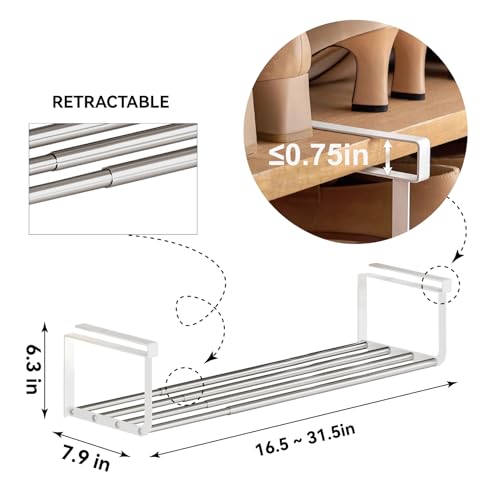 Expandable Shoe Rack Organizer - Adjustable Shoe Rack & Under Cabinet Shelf - for Shoe or Clothing Storage and Organization, Under Shelf Storage (Stainless,4Pcs) - color: Stainless, size: 4 Pack