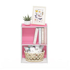 Furinno Luder Bookcase / Book / Storage, 2-Tier, Pink/White - color: White/Pink, size: 2-Tier, 9 x 16 x 21