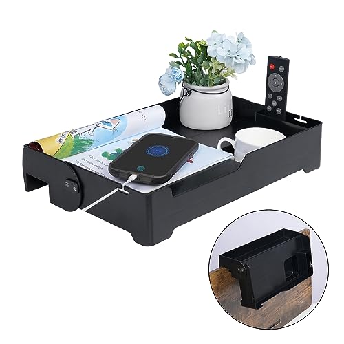 YONGAIJIA YONGJIA Foldable Bedside Shelf, bunk Bed Tray for top bunk, College, Dorm, Bedroom, Kids bunk Bed, Foldable nightstand for Book, iPhone, Kindle, Water Cup (Black)