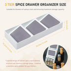 Spice Drawer Organizer,3 Tier Non-Slip Silicone Seasoning Jar Drawer Insert,Spice Rack Organization for Drawer,Spice jar holder for drawer,Kitchen Spice Rack Tray for Cabinet Countertop Makeup Storage - size: 1 Pack
