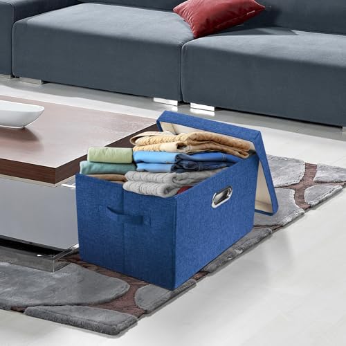 TYEERS Collapsible Storage Bins With Lids, Large Fabric Storage Boxes - 2 Pack - Classic Blue - color: Classic Blue, size: 2-Pack Large