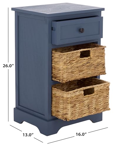 SAFAVIEH Home Collection – Carrie Blue 3-Drawer Storage Side Table, Mixed-Material Cottage Design, Fully Assembled (AMH5700K) - color: Blue
