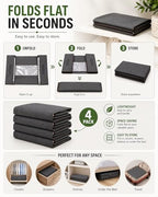 Under Bed Storage Containers 90L set 4 bags, Closet Organizers and Storage Bins, Foldable Underbed Storage Bags for Wrapping Paper, Blanket, Clothing, Comforter, Sweaters, Pillows, Linen Sheets, Grey