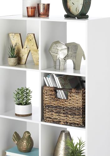 Whitmor 6 Cube Storage Organizer, 3 Tier Stackable MDF Wood Bookcase, Open Storage Display Bookshelf, Storage Cabinet for Living Room, Bedroom, Home, Office, 23.7" L x 11.7" W x 35.2" H, White - color: White, size: 6 Cube Stackable