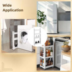 4 Tiers Slim Rolling Storage Cart, 3.5 in Slim Slide Out Bathroom Organizer Cart, Tiered Storage Rack with Wheels, Narrow Mobile Utility Cart for Laundry Room, Kitchen, Office, Sturdy Room - size: 4 Tiers
