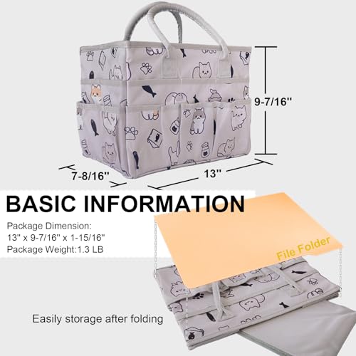Cupohus Craft Organizer Tote Bag – Art Organizer, Craft Caddy with Multiple Pockets, Large Capacity Supply Storage Bag for Sewing, Knitting, Painting, and Travel (Pet Prints) - color: Pet Prints