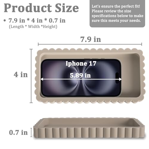 Small Silicone Bathroom Vanity Tray, Sink Caddy for Dish Soap Dispenser, Sponge Holder for Kitchen Sink, Rectangle Bathroom Countertop Organizer for Perfume, Jewelry, Candle (7.9” * 4”, Khaki) - color: Khaki, size: 7.9" x 4" x 0.7"