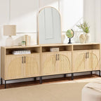 Best Choice Products Rattan Sideboard Buffet Cabinet, Entryway Table, Accent Storage Cabinet, Console Table for Hallway, Living Room, Dining Room - Natural - color: Arched Rattan, Natural