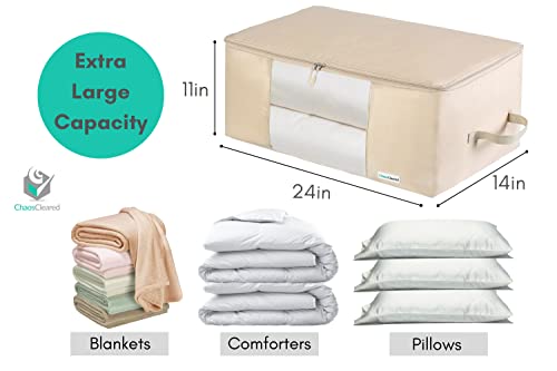 Comforter Storage Bag - Folding Organizer bag for King/Queen Comforters, Pillows, Blankets, Bedding/Quilt, Blanket, Duvet, Mothproof Space Saver; Large Collapsible Organizers, 24"x14"x11" - color: Comforter Bag Beige