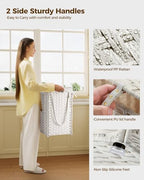 Greenstell Laundry Hamper with Wheels, No Install Needed, 110L Divided Handwoven Hampers & 2 Removable Liner Bags, Rattan Clothes Laundry Basket with Lid & Handles, Foldable Hampers White - color: White, size: 110L: 22.0x13.5x26.4 Inches