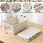 6 Pack Linen Closet Organizers and Storage, Foldable Closet Storage Bins with Clear Window, Fabric Closet Organizers for Shelves, Bedroom, Living Room - Organize Clothes, Jeans, Toys, Blankets