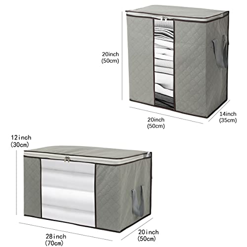 Szxc 2 Pack Foldable Large Storage Bags - Horizontal + Erect for Comforter Blanket Quilt Clothes Pillow, Clear Window & Handles, Closet Under Bed Organizer - size: Extra Large (Horizontal + Erect), style: Set of 2