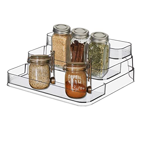 2pcs Acrylic Rack, No Assembly Clear 3 Tier Condiment Bottle Shelf Vanity Organizer for Cabinet Kitchen Bathroom - size: 2pcs