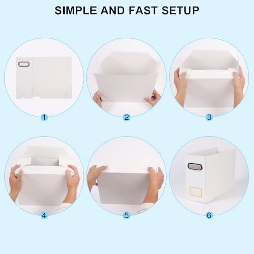 Collapsible File Organizer Box with Handle,12.20x5.11x9.84Inches, Filing Organizer for Home or Office, Small Portable File Box (2 Packs, White-Yellow) - color: White-Yellow, style: 2 Packs