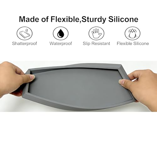 Bloss Silicone Tray Set for Bathroom/Kitchen Counter - 11.8x5.1 inch Bathroom Soap Dispenser Tray and Soap Holder, Silicone Vanity Trays Countertop Organizer for Scrubber, Perfume, Jewelry, Candle - color: Gray, size: 11.8" x 5.1" x 0.9"