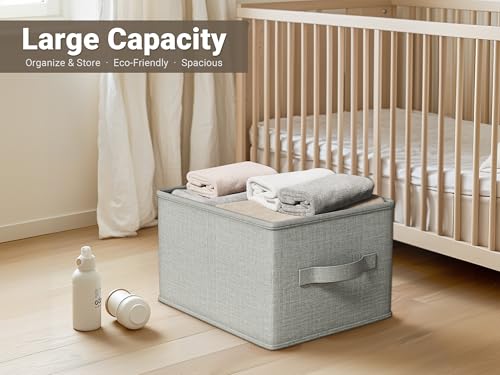 LayerSpace 3 Pack Fabric Storage Bins for Shelves | 11.5x8.75x6.5in Closet Storage Baskets | Collapsible Storage Bins | Fabric Closet Organizers with Handles | Light Gray - color: Light Gray, size: 3pcs-11.5"x8.75"x6.5"