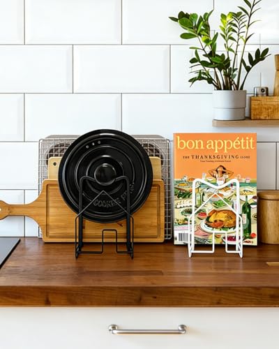 SUNFICON Cutting Board Rack Chopping Board Organizer Stand Holder Kitchen Countertop Pots Pan Lids Rack Organizer Flat Steel 4.92 x 5.7 x 8.47 in. Black - color: 1PCS Black